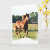Carte Chestnut Galloping Horse (Fleur jaune)
