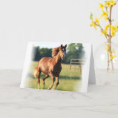 Carte Chestnut Galloping Horse (Fleur jaune)