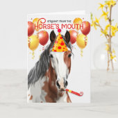 Carte Chestnut Pinto Horse Amusant Anniversaire (Fleur jaune)