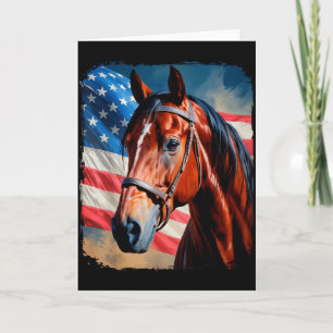Carte Cheval 4 juillet Cheval patriotique Drapeau améric