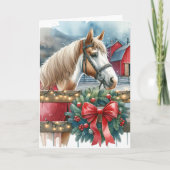 Carte Cheval à la ferme Noël (Devant)