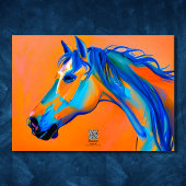 Carte Cheval Abstrait bleu et orange Joyeux anniversaire