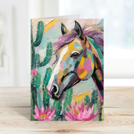 Carte Cheval Abstrait moderne et succulents