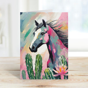 Carte Cheval Abstrait moderne et succulents
