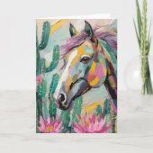Carte Cheval Abstrait moderne et succulents (Devant)