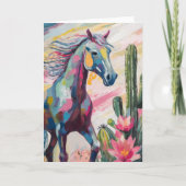 Carte Cheval Abstrait moderne et succulents (Devant)