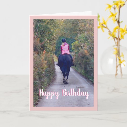 Carte Cheval Anniversaire (Fleur jaune)