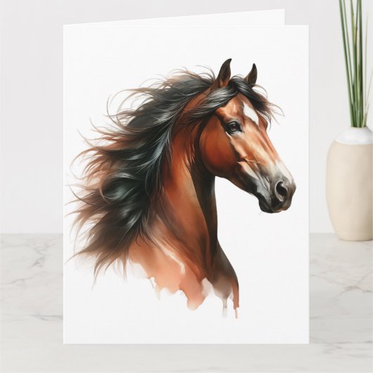 Carte Cheval Aquarelle (Devant)