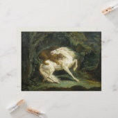 Carte Cheval attaqué par un lion (Devant/Arrière en situation)