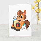 Carte Cheval au biberon (Fleur jaune)