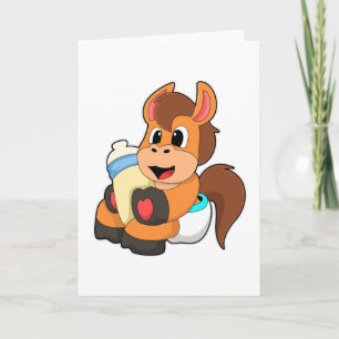 Carte Cheval avec bouteille Baby