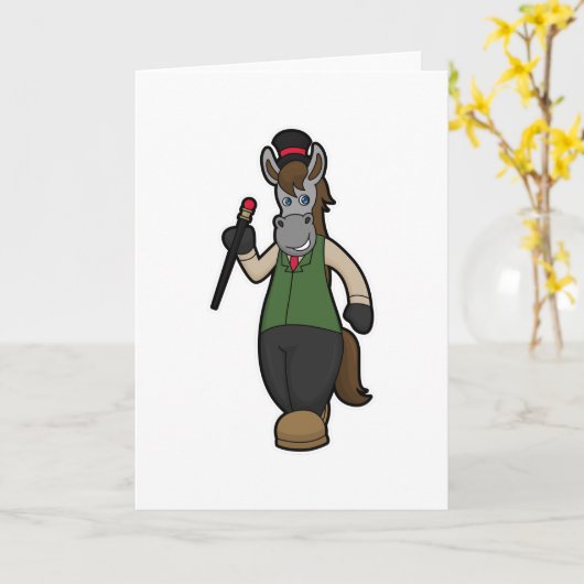 Carte Cheval avec chapeau et canne (Fleur jaune)