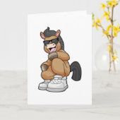 Carte Cheval avec de grandes chaussures (Fleur jaune)