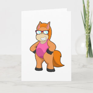 Carte Cheval avec des lunettes de soleil