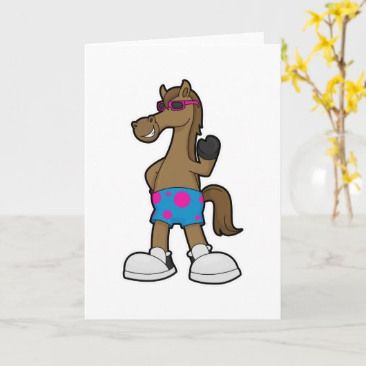 Carte Cheval avec des lunettes de soleil (Fleur jaune)