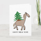 Carte Cheval avec sapin de Noël (Devant)