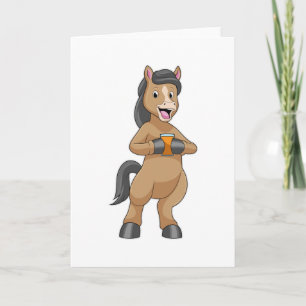 Carte Cheval avec un mug de jus d'orange