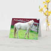 Carte Cheval blanc de fête des pères heureuse (Fleur jaune)