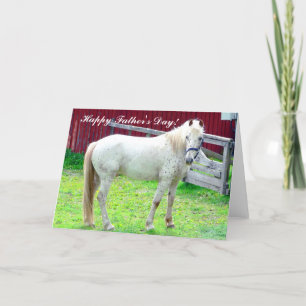 Carte Cheval blanc de fête des pères heureuse