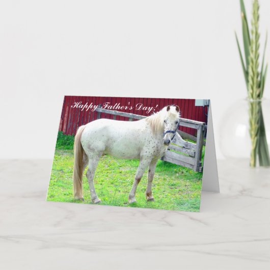 Carte Cheval blanc de fête des pères heureuse (Devant)