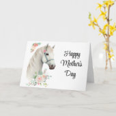 Carte Cheval blanc élégant Boho floral - Fête des mères (Fleur jaune)