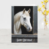 Carte Cheval Blanc En Grange Stable (Fleur jaune)