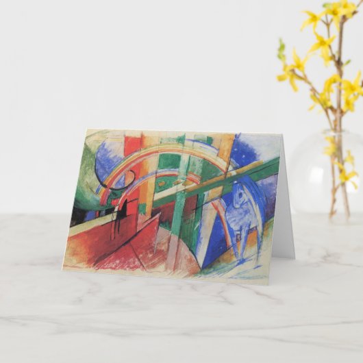 Carte Cheval bleu avec arc-en-ciel par Franz Marc (Fleur jaune)