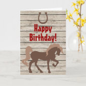 Carte Cheval Brown et Chaussure à cheval sur le bois de (Fleur jaune)