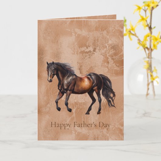 Carte Cheval brun western rustique (Fleur jaune)