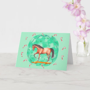 Carte Cheval Cabré et Canne de Menthe Noël