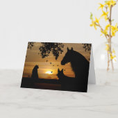 Carte Cheval Chien Chat Oiseaux Vide (Fleur jaune)