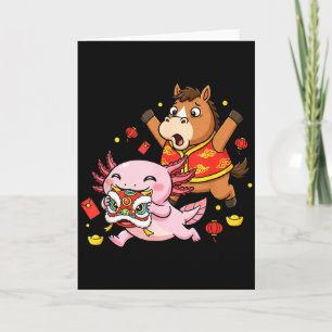 Carte Cheval Chinois Axolotl Drôle Enfants Hommes Femmes