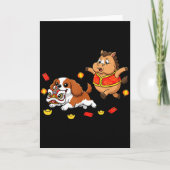 Carte Cheval Chinois Cavalier King Charles Spaniel Heure (Devant)