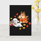 Carte Cheval Chinois Poodle Drôle Enfants Hommes Femmes  (Fleur jaune)