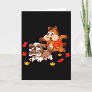 Carte Cheval Chinois Shih Tzu Drôle Enfants Hommes Femme