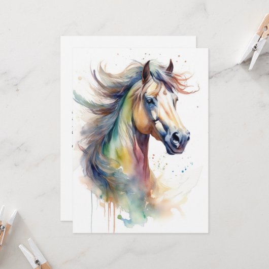 Carte Cheval coloré Abstrait (Devant/Arrière en situation)