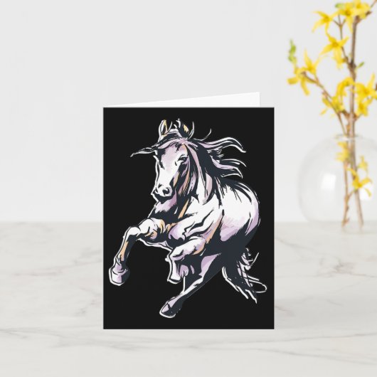 Carte Cheval Coloré Équitation (Fleur jaune)