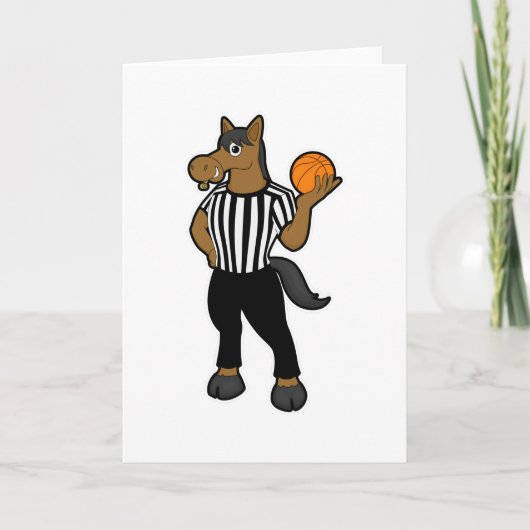 Carte Cheval comme arbitre avec ballon de basket et siff (Devant)