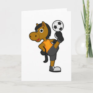 Carte Cheval comme joueur de football avec balle de foot
