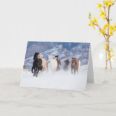 Carte Cheval courant à travers la neige (Fleur jaune)