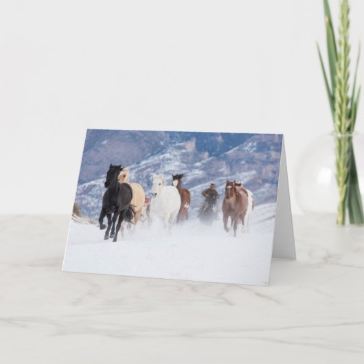 Carte Cheval courant à travers la neige (Devant)