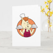 Carte Cheval cuisinier avec plats de service (Fleur jaune)