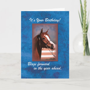 Carte Cheval d'anniversaire en bleu