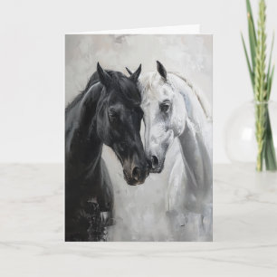 Carte Cheval d'art noir blanc amoureux