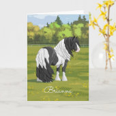 Carte Cheval d'attelage de la bandelette tzigane noire d (Fleur jaune)