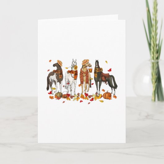 Carte Cheval d'automne de Thanksgiving Cheval Feuilles d (Devant)