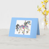 Carte Cheval de Carrousel - Joyeux anniversaire (Fleur jaune)