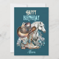 Cheval de fille cheval floral western bleu Anniver