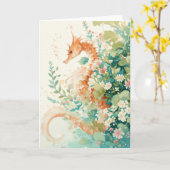 Carte Cheval De Mer Éthérée Parmi Les récifs Vibrants (Fleur jaune)