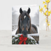 Carte Cheval de Noël (Fleur jaune)